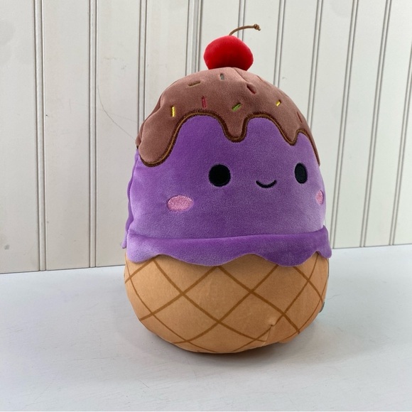 Squishmallow 10” Plush Scented Ice Cream Cone Toy with Chocolate Cherry Topping - Picture 4 of 12